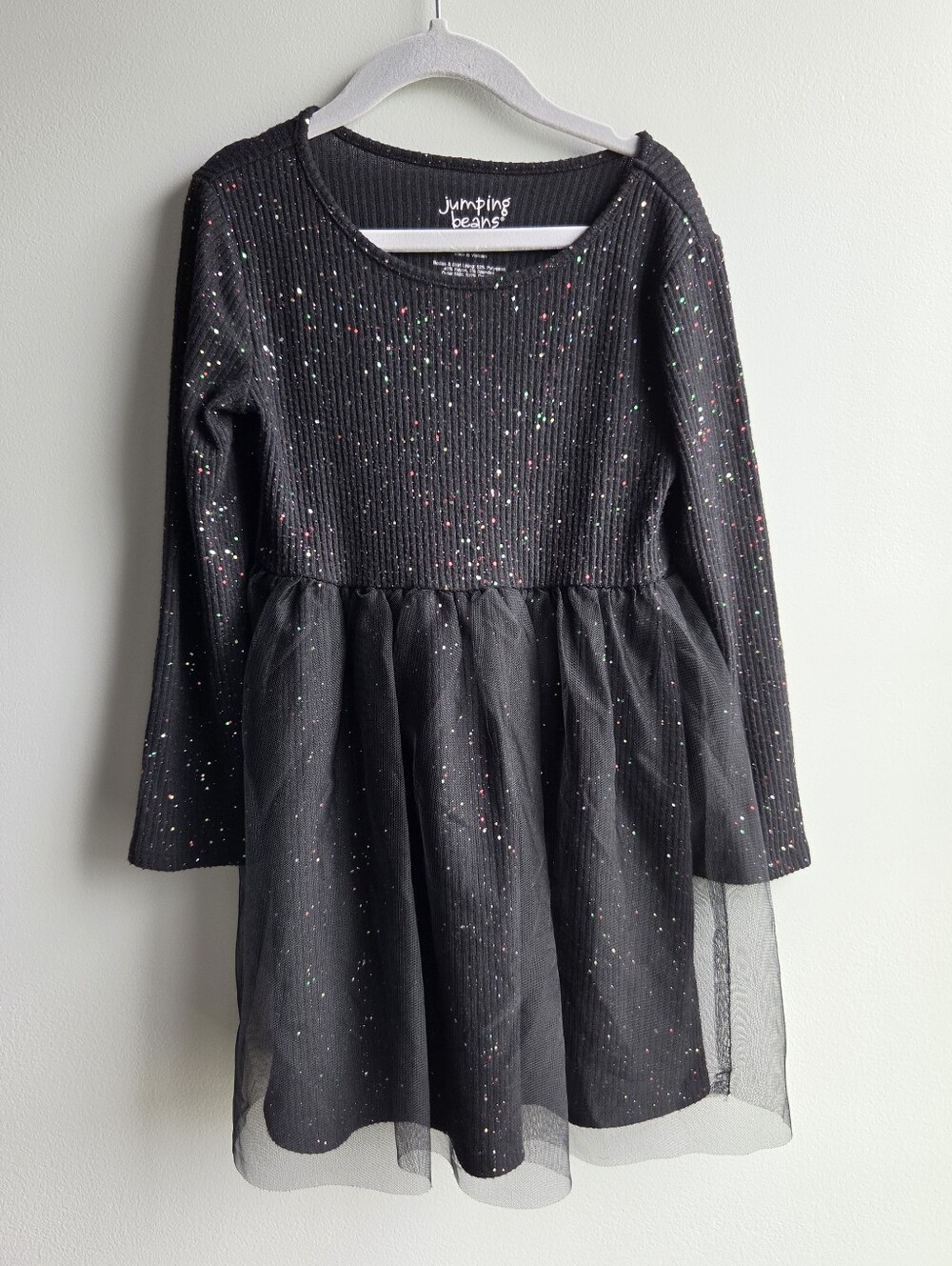 Jumping Beans Toddler Girls 5T Black Glitter Long-Sleeve Tulle Dress Holloween